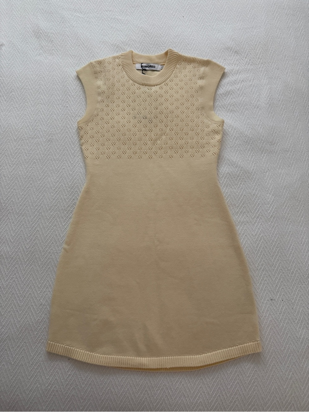 Rumored Sleeveless Knit Mini Dress in Light Beige